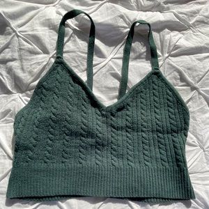Olive Green Knit Crop Top